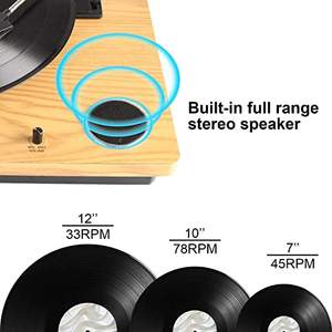 Lecteur de vinyle sans fil Bluetooth 5.0 avec haut-parleurs, entrée AUX, lecteur de disques pour système <span class=keywords><strong>audio</strong></span> domestique - Product Image 4