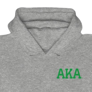 Sudadera con Capucha AKA Crest World Famous, Color Gris Jaspeado Atlético, Bordado Verde, Ropa Griega Personalizada - Product Image 3