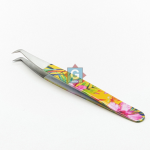 Pinzas de Precisión para Pestañas de Acero Inoxidable de Alta Calidad, Punta Suave, Diseño Curvo, Mango Colorido, Herramienta de Maquillaje para Extensión de Pestañas Postizas - Product Image 1