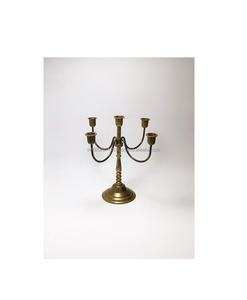 Impressive heavy <b>weight</b> brass candelabra with multi <b>arm</b> layout for long tables altars or ceremonial decor - Product Image 4