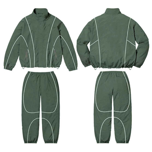 Wholesale Custom Logo Reflective Tracksuit Men 2 Piece Set Olive Green Streetwear Nylon Windbreaker <b>Jacket</b> Pants <b>Techwear</b> OEM - Product Image 1