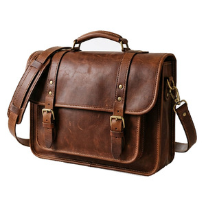 Genuine Leather <b>Briefcase</b> Unisex Business <b>Bag</b> with <b>Laptop</b> Compartment Multiple Pockets Secure Closure and Carry Handle - Product Image 5
