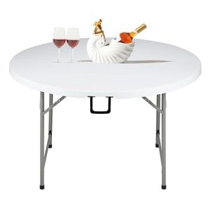 <b>White</b> 48-Inch <b>Round</b> Outdoor Folding Utility <b>Table</b> Durable 48inch <b>Round</b> Folding <b>Table</b> for Indoor and Outdoor Use - Product Image 5
