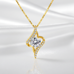 Trendy Swirling Heart Wave Design 1 CT Round Brilliant Cut CZ Diamond Pave Set Pendant <b>Necklace</b> 925 <b>Sterling</b> <b>Silver</b> Party Gift - Product Image 2