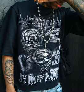 เสื้อยืดสตรีทแวร์ผู้ชายผ้าคอตตอนหนาน้ำหนักมาก พิมพ์ลาย DTG แบบทำสีซีดสไตล์วินเทจ ขนาดใหญ่พิเศษ ผลิตตามสั่ง OEM - Product Image 2