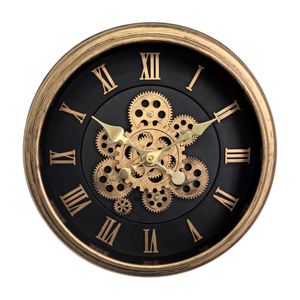 Moving gear wall <b>clock</b> 18 inch bronze vintage plastic frame with <b>silent</b> big Roman numerals for home décor - Product Image 2
