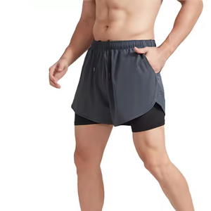 Shorts de sport personnalisés avec logo, pour la course, la gym, les activités sportives, entraînement, fitness, short de gym imprimé 2 en 1 en polyester à couleurs contrastées - Product Image 4
