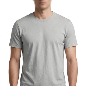 T-shirt en coton gris uni pour homme, manches courtes, col rond, coupe classique, tricot jersey décontracté, couleur unie, respirant, marque personnalisée, vente en gros - Product Image 3