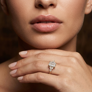 Bague tendance en or massif 14 carats avec diamant de laboratoire taille émeraude et marquise, couleur E, pureté VS1, pour fiançailles, mariage et anniversaire - Product Image 5