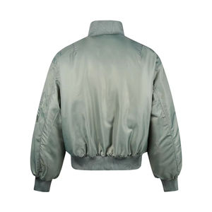 Chaqueta Bomber Verde Oliva para Hombre, Cierre de Cremallera, Resistente al Viento, Cuello Alto Informal, Material de Poliéster, Corte Corto - Product Image 2
