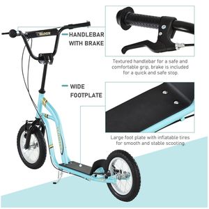 Monopattino Blu da 12 Pollici con Freni a Pinza Anteriori e Posteriori, Ruote Gonfiabili per Bambini 5+ Anni - Leggero in Alluminio - Product Image 5