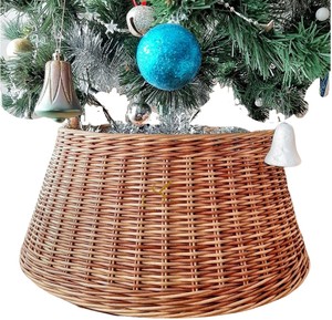 Medium Brown Rattan Christmas <b>Tree</b> Collar Wire Slot Flat Pack Woven Wicker Xmas <b>Tree</b> <b>Stand</b> Base Ring Bulk - Product Image 4