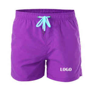 Shorts de plage professionnels pour hommes, haute élasticité, séchage rapide, anti-embarras, motif uni, en coton, séchage rapide, pour la natation - Product Image 4