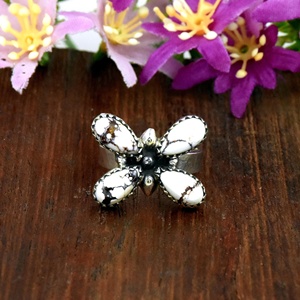 Vintage Wild <b>Horse</b> Turquoise Gemstone Butterfly Cluster Ring Southwestern Fine Ring Jewelry Western Statement Ring For Women - Product Image 1