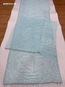 Sari de diseño Bollywood de alta calidad en georgette sintético con bordado, lentejuelas de 5 mm y flecos de cristal, con trabajo Zalar, y blusa - Proveedor de la India - Product Image 5