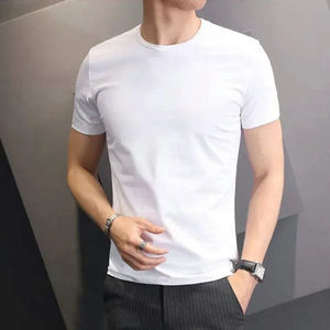 Men's Pure <b>White</b> <b>Short</b> <b>Sleeve</b> T-<b>Shirt</b> Summer Work out Fitness Tight Base <b>Shirt</b> Half <b>Sleeve</b> Social Tight Body T-<b>Shirt</b> Crew Neck - Product Image 4