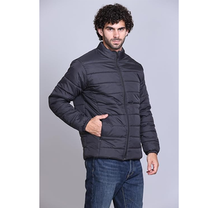 Chaqueta Acolchada para Hombre, Cuello Alto, Color Sólido, Cierre de Cremallera, Resistente al Viento, Estilo Casual para Otoño, Corte Regular, Relleno de Poliéster - Product Image 4