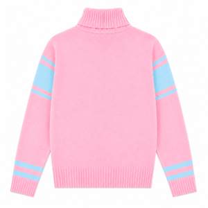 Logo brodé personnalisé de la sororité Gamma Phi Delta sur le devant, col roulé, rose et rayures claires, pour vêtements grecs féminins. - Product Image 3