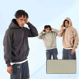 H5562 Fabricant de vêtements pour hommes, vente en gros, sweats à capuche personnalisés 100% coton, sans cordon, sweats à capuche oversize sans impression - Product Image 3