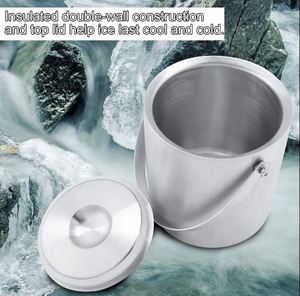 Wall Stainless Steel Party Wine Vintage Champagne Ice <b>Buckets</b> <b>with</b> <b>Lid</b> and Handle Wall Stainless Steel Party Wine Vintage Champa - Product Image 5