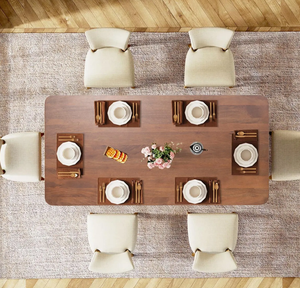 Modern Light Luxury Style Living Room Dining <b>Table</b> Set with Stable Base <b>Solid</b> <b>Wood</b> & mango <b>wood</b> Slab <b>Top</b> Nordic Design 6 Seater - Product Image 5