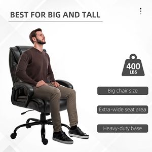 Sedia da Ufficio Ergonomica Direzionale Marrone con Schienale Alto, Capacità 180 kg, Comoda Sedia da Capo Regolabile in Altezza, Seduta Larga in Pelle PU e Legno - Product Image 4
