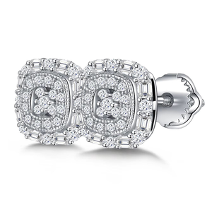 <b>Moissanite</b> Square Stud <b>Earrings</b> Iced Out Pave Luxury Hip Hop Jewelry Sparkling Statement <b>Earrings</b> for Men Women - Product Image 1