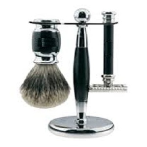 Ensemble de rasoir de sécurité 3-Pro avec manche en bois, brosse à raser et support, poils de blaireau - Product Image 6