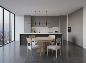 Ensemble de table à manger ronde en frêne massif moderne avec 4 chaises - Meubles de salon durables - Product Image 6