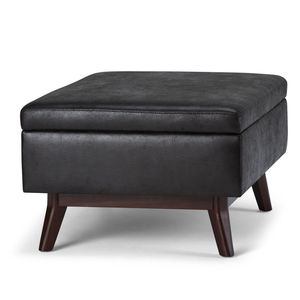 Owen Pouf Contenitore Nero Effetto Invecchiato, Tavolino da Caffè, Sgabelli e Pouf Eleganti - Product Image 4