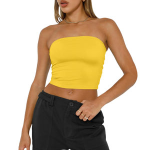 Top Tubo Clásico para Mujer, Sin Tirantes, Corto, para Fiestas y Eventos, Estilo Atrevido, Fácil de Combinar, Color Amarillo, Suave, Precio Económico, OEM - Product Image 1