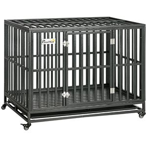 44FT Strong Pet Dog <b>Crate</b> XL Mobility Cage Playpen Custom Pattern Metal Kennel Indoor/Outdoor Use Iron <b>Plastic</b> Removable Tray - Product Image 1