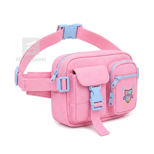 Bolso de cintura personalizado de la hermandad Gamma Phi Delta, rosa y azul cielo, con logo bordado y bolsillo con cremallera para ropa griega femenina. - Product Image 2