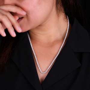 3mm Round Cut Moissanite Diamond Tennis <b>Chain</b> <b>Necklace</b> 10k 14k 18k Solid <b>Gold</b> <b>Rose</b> <b>Gold</b> Silver Mens Womens Jewelry - Product Image 5