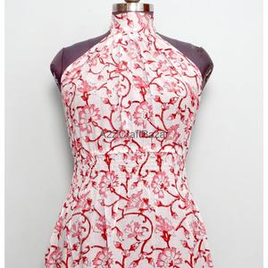 Vestido Midi de Algodón 100% para Mujer, Estampado Floral, Cuello Redondo, Línea A, Sin Mangas, Transpirable, Informal, para Verano - Product Image 4