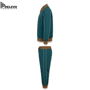 Conjunto Casual Cortavientos para Hombre, Chaqueta con Cuello y Cremallera Completa en Verde Azulado y Marrón, y Pantalones Jogger con Ribete, Ropa Deportiva - Product Image 3