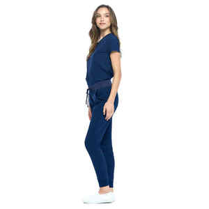 Ensemble d'uniformes médicaux pour femmes, très extensibles, col en V, pantalon de jogging, pour hôpital, clinique, salon de beauté, vêtements de travail - Product Image 2