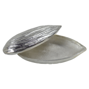 Bol décoratif en métal argenté pour servir des amandes, design de luxe, idéal pour les fêtes, les mariages, les cadeaux - Product Image 1