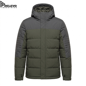 High Quality Custom <b>Waterproof</b> Insulated Puffer <b>Jacket</b>, Men Heavy Duty Winter Coat in Olive and <b>Grey</b> with Pockets - Product Image 1