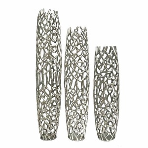 luxury <b>Silver</b> <b>Top</b> Selling Large Floor Vases Tall Wedding Aluminium Modern Flower Vase Handmade Christmas High Quality - Product Image 1
