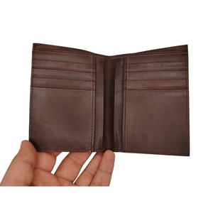 Portefeuille court en cuir véritable pour homme de haute qualité, logo personnalisé imprimé, fermeture pliante, porte-cartes, doublure en soie, durable, vente en gros - Product Image 3