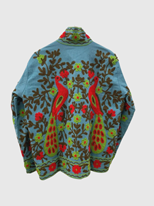 Chaqueta de Algodón con Bordado Floral a Mano, Cuello Mandarín, Manga Larga, Talla Grande, Estilo Prairie Chic para Mujer, Primavera - Product Image 2