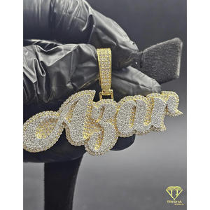 "ASAR" <b>Letter</b> Name Pendant Iced Out Lab Grown Diamond Hip Hop Necklace Gold Bling Custom Jewelry Gift - Product Image 4
