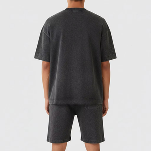 Nouvel Arrivage Ensemble Homme Été Vintage Délavé T-shirt Oversize et Short Deux Pièces Décontracté Streetwear Délavé à l'Acide Logo Personnalisé - Product Image 3