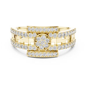แหวนเพชรทรงบริลเลียนต์คัทจากแล็บ 18K 14K ทองคำเหลือง DEF VVS ลายฉลุสำหรับผู้ชาย น้ำหนักรวม 0.65 กะรัต ผู้ผลิตเครื่องประดับขายส่ง - Product Image 3