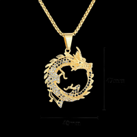 Pendentif Dragon Unisexe de Luxe Plaqué Or 22K Jewelux, Forme Animale Thème Hip Hop, Breloques Quotidiennes en Promotion