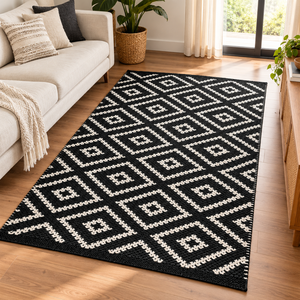 <b>Black</b> White Handwoven Geometric Pattern Area <b>Rug</b> Rectangle Modern Flat Weave Outdoor Indoor Home Use - Product Image 5