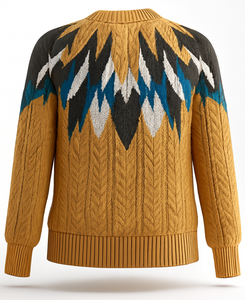 Pull en tricot torsadé anti-rides pour homme avec motif éclair, en mélange de laine premium, idéal pour l'hiver - Product Image 2