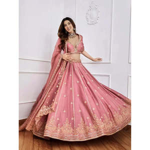 Pink <b>Sequins</b> Art Silk Designer Lehenga Choli Set with Dupatta - Product Image 5