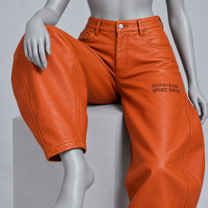 burnt orange pants orange pants <b>women</b> orange slacks leather <b>trousers</b> <b>for</b> <b>women</b> leather pants baggy leather <b>trousers</b> orange pants - Product Image 5